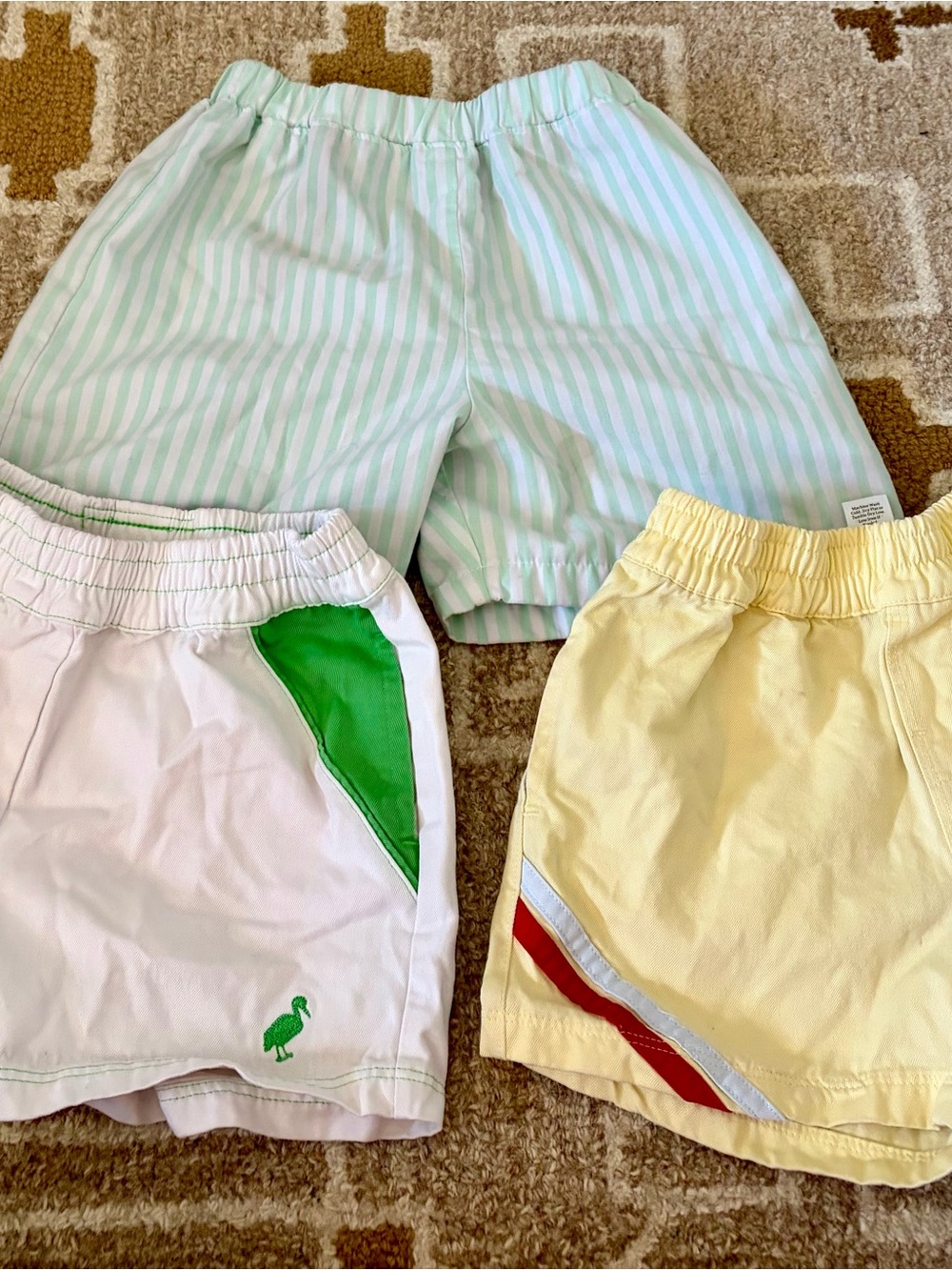 The Beaufort Bonnet Company Pastel Stripe, Pale Yellow & White Shorts Trio